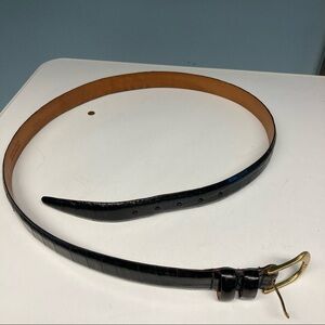 MARTIN DINGMAN Sz  40 Alligator Grain Italian Calfskin Solid Brass Buckle Belt